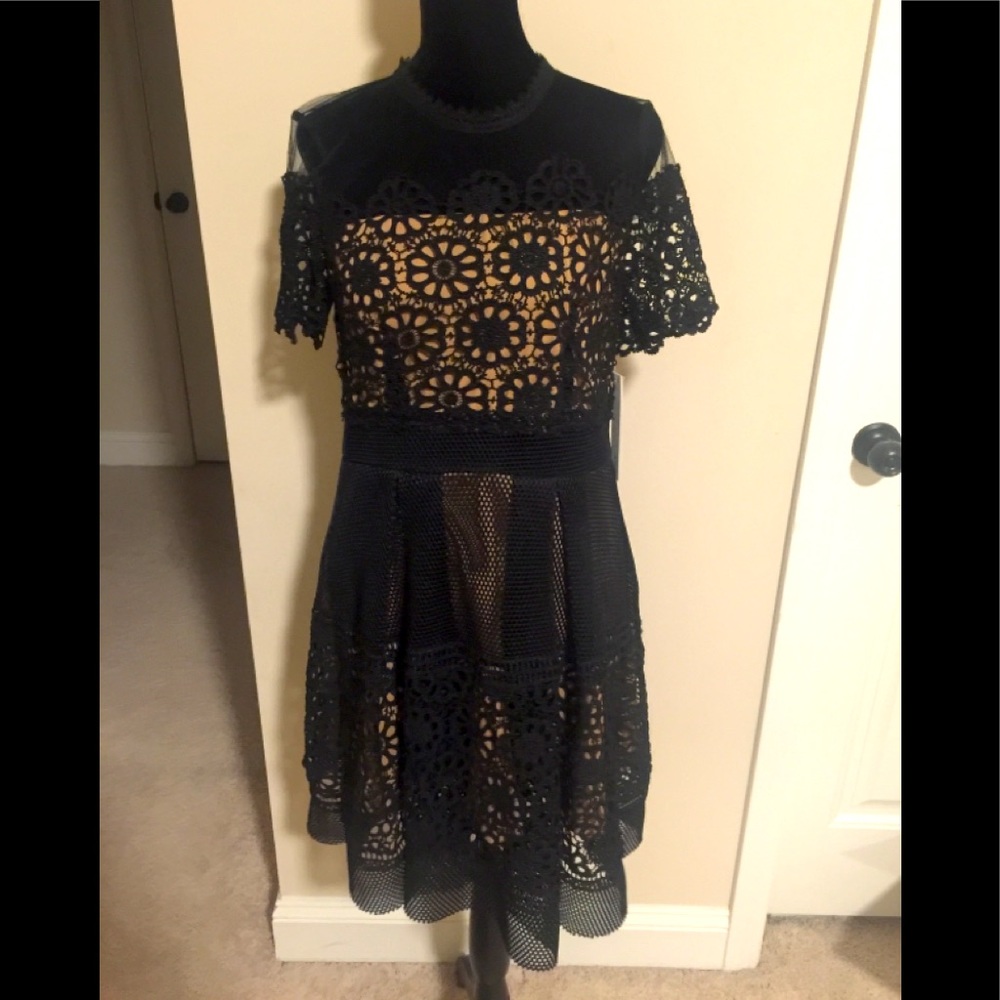Black Floral Knit Aqua Dress